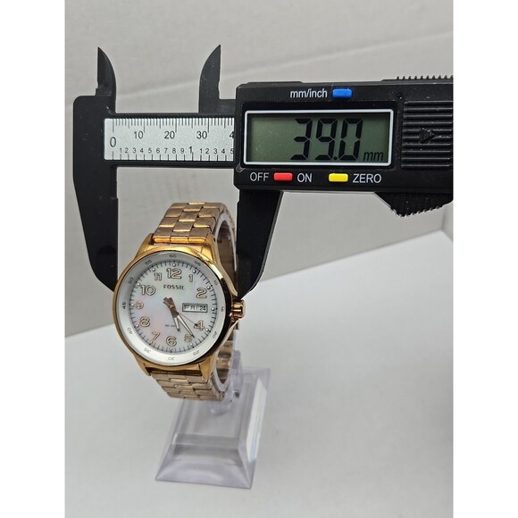 Fossil AM4334 Maddox Rose Gold MOP Dial Day Date Watch New Battery Womens 10 ATM main image 5